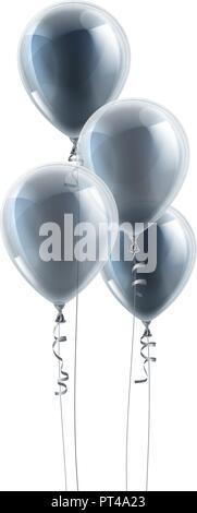 Silber Party Ballons Grafik Stock Vektor