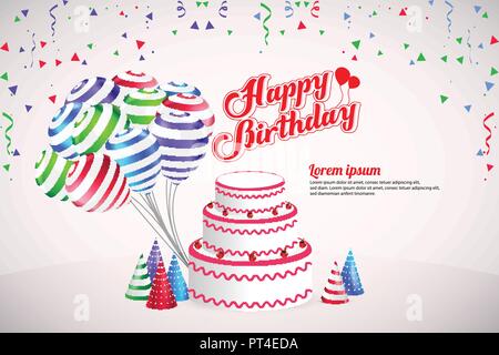 Happy Birthday Party Vector Template Design Hintergrund Stock Vektor