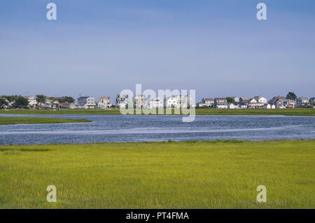 USA, New England, Maine, Wells Beach, erhöhten Blick auf Strand, Sommer Stockfoto