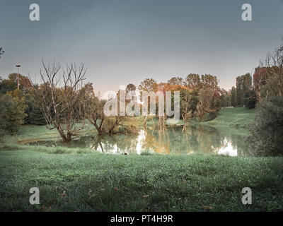 Screenshot des Lambro Park in Mailand im Herbst Stockfoto