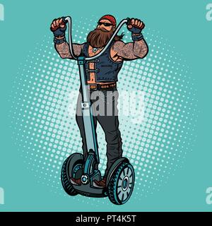 Biker auf Elektroroller, Reiter. Pop Art retro Vektor illustration Vintage kitsch Stock Vektor