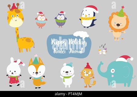 Glück Tier cartoon Set Vector eps Abbildung 10 Stock Vektor