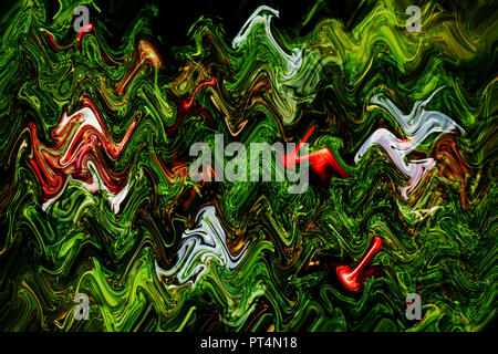 Bewegung. Trendy Abstrakt Hintergrund der Wellen. Moderne, helle Fließen Poster. Farbe Mischung. Verzerrung des Wave Streifen. Optische Täuschung. Bunte verzogene Linien Bewegung Wirkung. Stockfoto