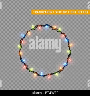 Girlanden farbenfroh, Weihnachtsschmuck licht Effekte. Stock Vektor