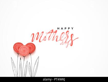 Muttertag, Grußkarten mit schönen Blumen im Stil von Papier art Illustration. Stock Vektor