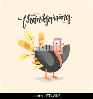 Cartoon Türkei Vogel. Happy Thanksgiving Feier. Lustige Charakter der Türkei Stock Vektor