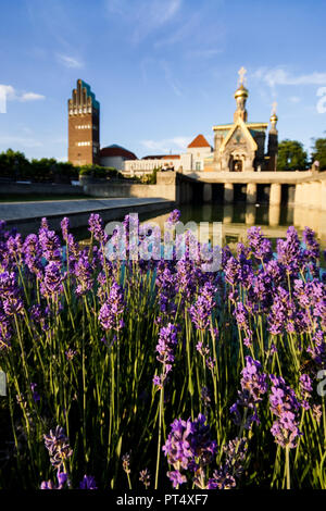 Russische churche auf der Mathildenhöhe in Darmstadt. Stockfoto