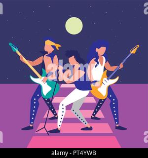 Rock Band Symbol auf lila Hintergrund, farbenfrohen Design. Vector Illustration Stock Vektor