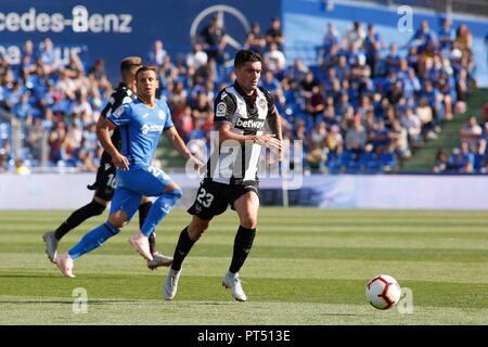 Madrid, Spanien. 6. September 2018: Jason, vom Levante UD, feiert, nachdem zählen während LaLiga Santander Runde 8 gegen Getafe CF bei Coliseum Alfonso Perez. (Foto: Ivan Abanades Medina/Cordon drücken). Cordon drücken Sie Stockfoto