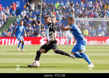 Madrid, Spanien. 6. September 2018: Jason, vom Levante UD, feiert, nachdem zählen während LaLiga Santander Runde 8 gegen Getafe CF bei Coliseum Alfonso Perez. (Foto: Ivan Abanades Medina/Cordon drücken). Cordon drücken Sie Stockfoto