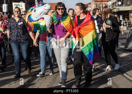 Wroclaw, Polen. 6. Okt, 2018. Wroclaw Polen. 6 Oktober, 2018 10. Auflage des Breslauer Gleichstellung März Credit: Krzysztof Kaniewski/ZUMA Credit: Krzysztof Kaniewski/ZUMA Draht/Alamy leben Nachrichten Stockfoto