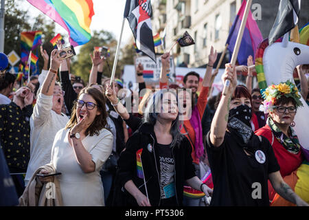 Wroclaw, Polen. 6. Okt, 2018. Wroclaw Polen. 6 Oktober, 2018 10. Auflage des Breslauer Gleichstellung März Credit: Krzysztof Kaniewski/ZUMA Credit: Krzysztof Kaniewski/ZUMA Draht/Alamy leben Nachrichten Stockfoto