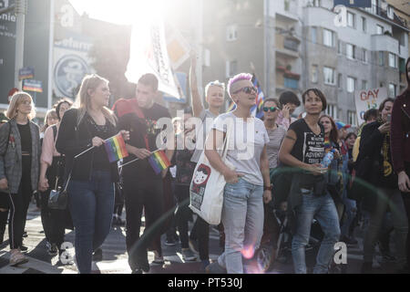 Wroclaw, Polen. 6. Okt, 2018. Wroclaw Polen. 6 Oktober, 2018 10. Auflage des Breslauer Gleichstellung März Credit: Krzysztof Kaniewski/ZUMA Credit: Krzysztof Kaniewski/ZUMA Draht/Alamy leben Nachrichten Stockfoto