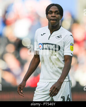 Liberty Stadium, Swansea, Großbritannien. 6. Okt, 2018. EFL-Meisterschaft Fußball, Swansea City gegen Ipswich Town; Joel Asoro von Swansea City Credit: Aktion plus Sport/Alamy leben Nachrichten Stockfoto