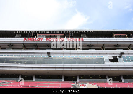 Las Vegas, NV, USA. 6. Okt, 2018. Eine Innenansicht von Sam Boyd Stadium vor Beginn der NCAA Football Spiel mit der New Mexico Lobos und die UNLV Rebellen in Las Vegas, NV. Christopher Trim/CSM/Alamy leben Nachrichten Stockfoto