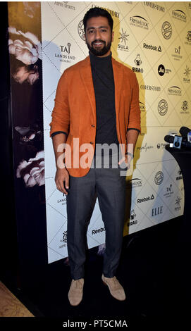 Mumbai, Indien. 6. Oktober, 2018. Indische Film Schauspieler Vicky Kaushal nehmen an der ELLE Indien Beauty Awards 2018 im Hotel Taj Lands End in Mumbai. Credit: Azhar Khan/Alamy leben Nachrichten Stockfoto