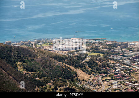 Bau der olympischen Stadion in Kapstadt 2008 fotografiert von oben auf dem Tafelberg, Südafrika Stockfoto