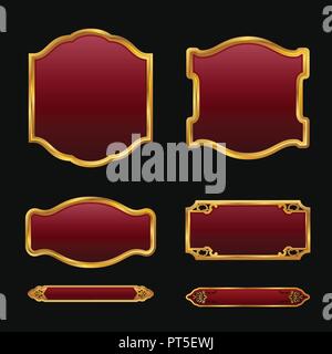 Etiketten mit 3D-Dekorative rote Golden frames Sammlung Stock Vektor