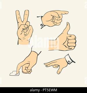 Hand Finger Sammlung - retro style Illustration Vektor Stock Vektor