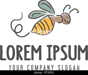Bee Logo. Hand gezeichnet Design Konzept Vorlage Stock Vektor