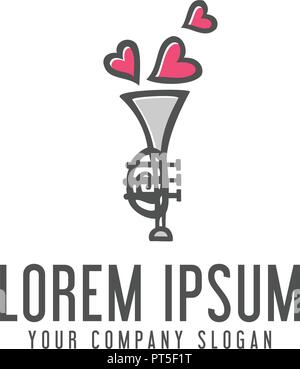 Liebe Saxophon Logo. Trompete Design Konzept Vorlage Stock Vektor