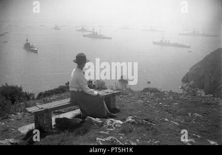 Al Marine Flottenansammlung 1916 1. Weltkrieg - Royal Navy Fleet/Flottillebegeleitung 1916 WW1 Stockfoto