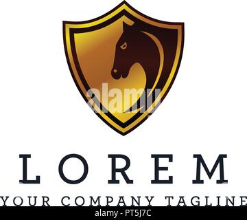 Pferd Shield Logo Design Konzept Vorlage Stock Vektor