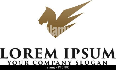 Pferd Flügel Logo Design Konzept Vorlage Stock Vektor