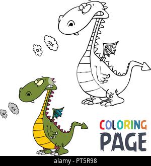 Dinosaurier cartoon Färbung Seite Stock Vektor