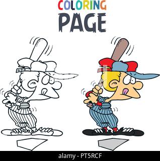 Baseball Menschen cartoon Färbung Seite Stock Vektor