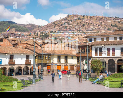 Cusco Plaza de Armas - Oct 6, 2017 - der Hauptplatz in der Stadt Cusco, Peru. Stockfoto