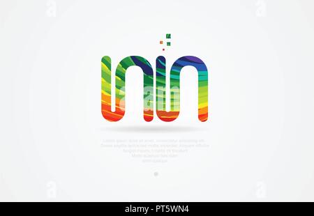 Nn n n Buchstaben logo Symbol Kombination Design mit Regenbogen Farbe Stock Vektor