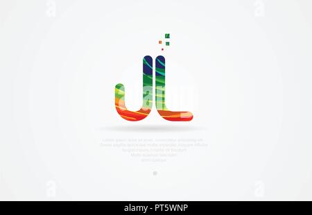 Jl j l Buchstaben logo Symbol Kombination Design mit Regenbogen Farbe Stock Vektor