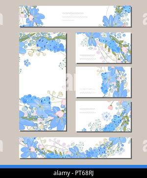 Muscari mit visitcards und Gruß Vorlagen Stock Vektor