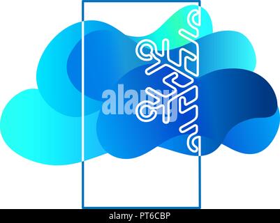 Kontinuierliche eine Zeile in der Farbe der Zeichnung. Winter Weihnachten Schneeflocke. Vector Illustration Stock Vektor