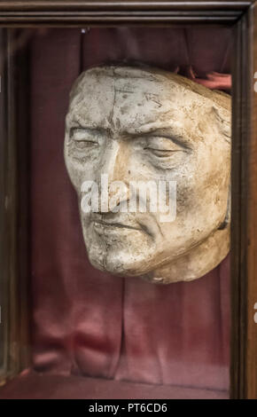 Totenmaske von Dante Alighieri in den Palazzo Vecchio. Florenz. Italien Stockfoto