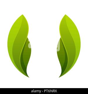 Grünes Blatt, zwei Blätter Logo, Symbol. Stock Vektor