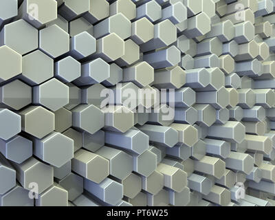 Abstrakte futuristische Technologische sechseckige Hintergrund. 3D-Rendering Stockfoto