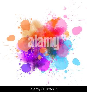 Mehrfarbige aquarell Imitation splash Blot in blau, pink und lila Farben. Stock Vektor