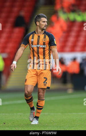 6. Oktober 2018, Bramall Lane, Sheffield, England; Sky Bet Meisterschaft, Sheffield United v Hull City; Eric Lichaj von Hull City Credit: Mark Cosgrove/News Bilder Stockfoto