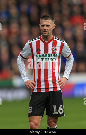 6. Oktober 2018, Bramall Lane, Sheffield, England; Sky Bet Meisterschaft, Sheffield United v Hull City; Oliver Norwood (16) von Sheffield United Credit: Mark Cosgrove/News Bilder Stockfoto