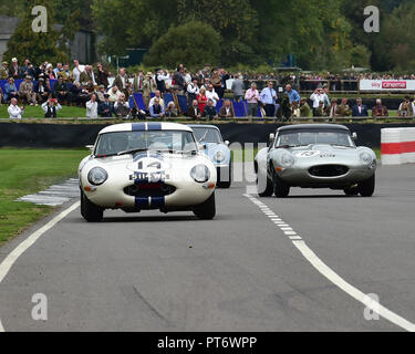 Emanuele Pirro, Gary Pearson, Jaguar E-Type lightweight, Nick Padmore, Joaquin Folch-Rusinol, Jaguar E-Type, Royal Automobile Club TT Feier, Clo Stockfoto