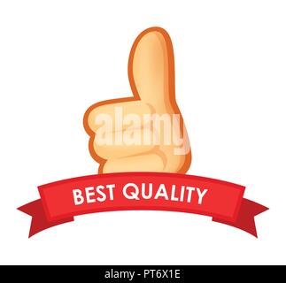 Anmelden beste Qualität - Emblem mit Daumen hoch Stock Vektor