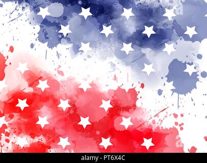 Zusammenfassung Hintergrund mit Aquarell Spritzer in flaggenfarben für USA. Vorlage Hintergrund für nationale Feiertage, Independence Day, Memorial Day, Arbeit Stock Vektor