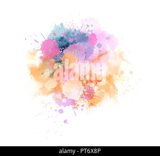 Mehrfarbige aquarell Imitation splash Blot in gelb und rosa Farben. Stock Vektor