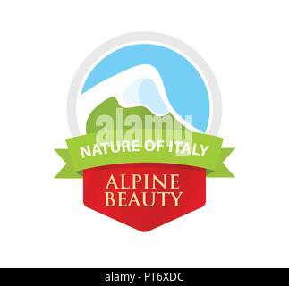 Vektor Logo mit Abbildung: Alpine Mountain Stock Vektor