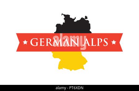 Flagge Deutschland mit Bu-deutschen Alpen Stock Vektor