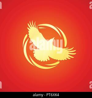 Logo der Krähe in goldener Farbe Stock Vektor