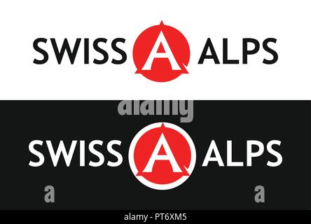 Runde Logo der Schweizer Alpen Stock Vektor