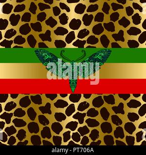 Nahtlose Leopardenmuster. Tierischer Haut grunge Textur mit blauen Motte. Giraffe Farbverlauf Hintergrund. Vector Illustration. Stock Vektor